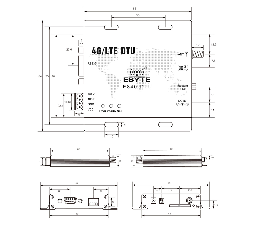 E840-DTU(4G-02E)引腳圖