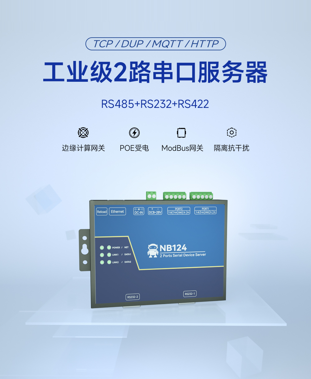 工業(yè)級2路串口服務器 (1)