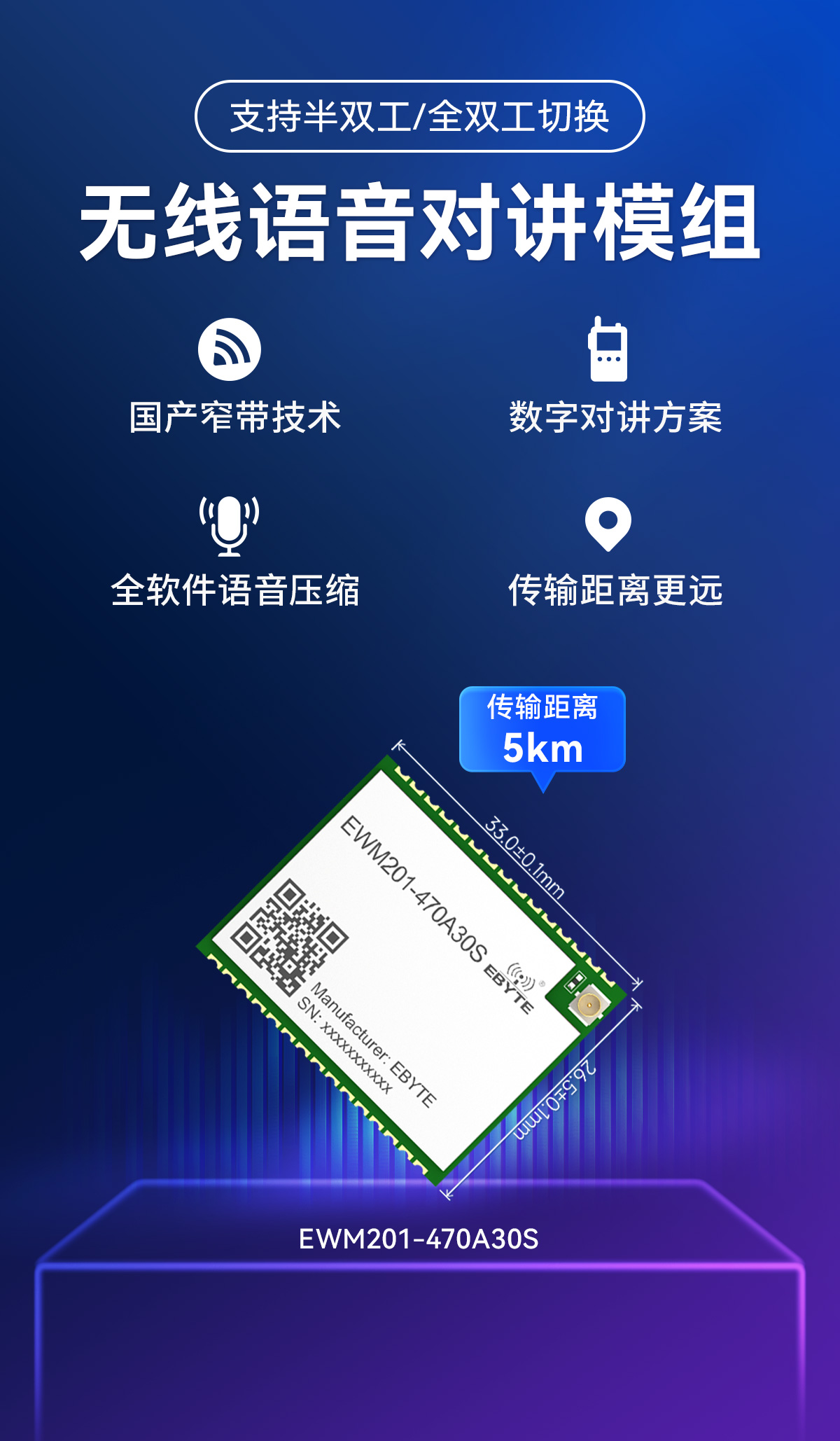 EWM201-470A30S 無線音頻對(duì)講模塊詳情 (1)