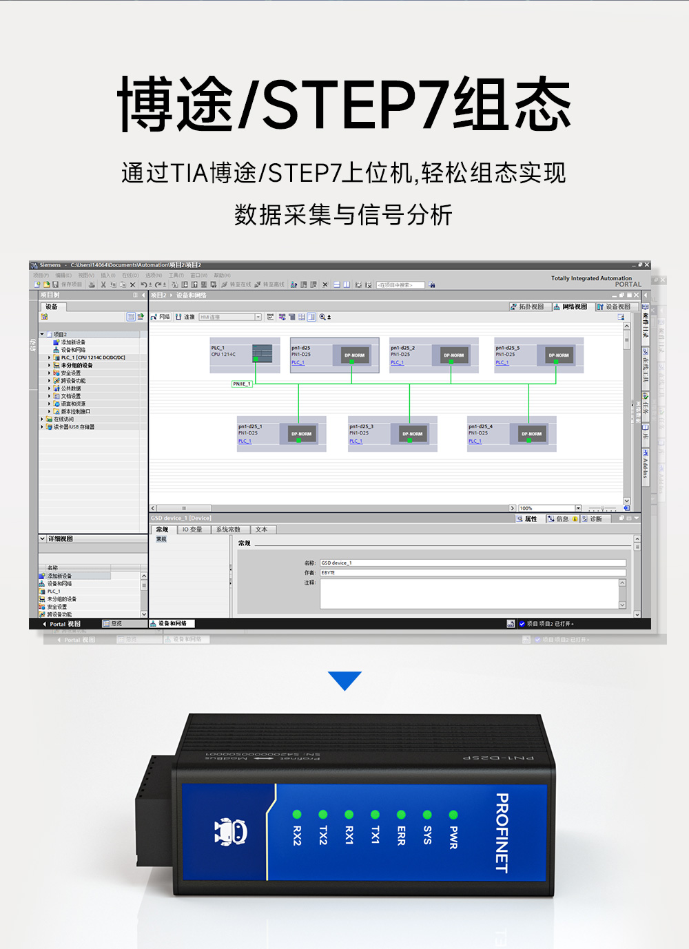 PN1-D25P單網口Profinet網關組態(tài)