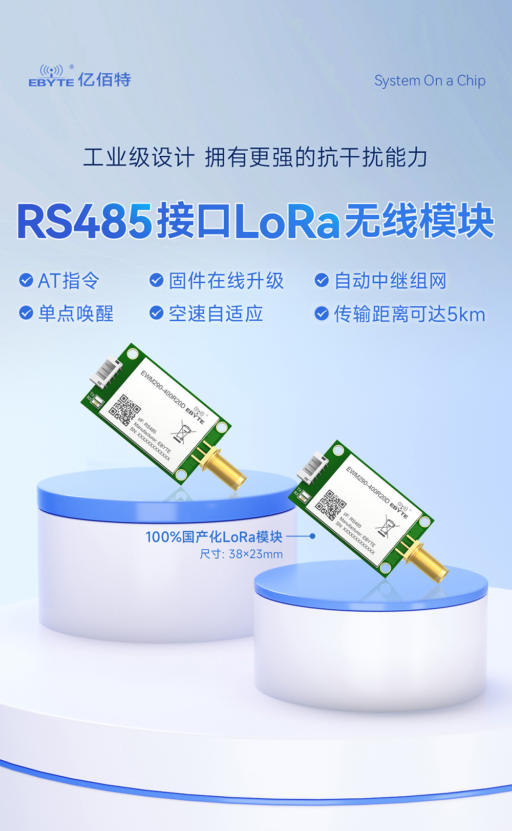 EWM290-400R20D 純國產(chǎn)磐啟微PAN3060芯片LORA模塊 (1)