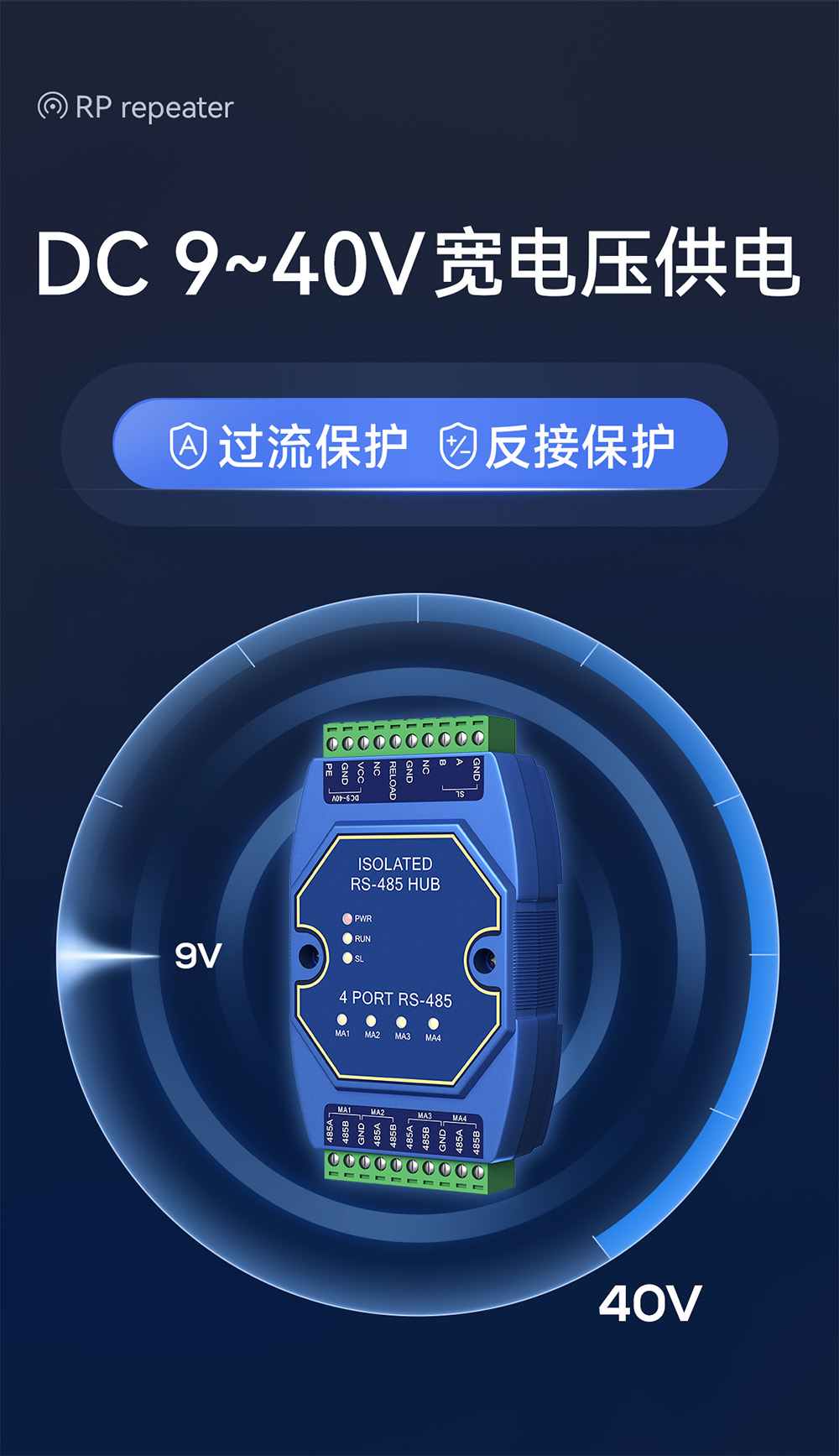 E810-R41 工業(yè)級(jí)隔離型RS485集線器 (6)