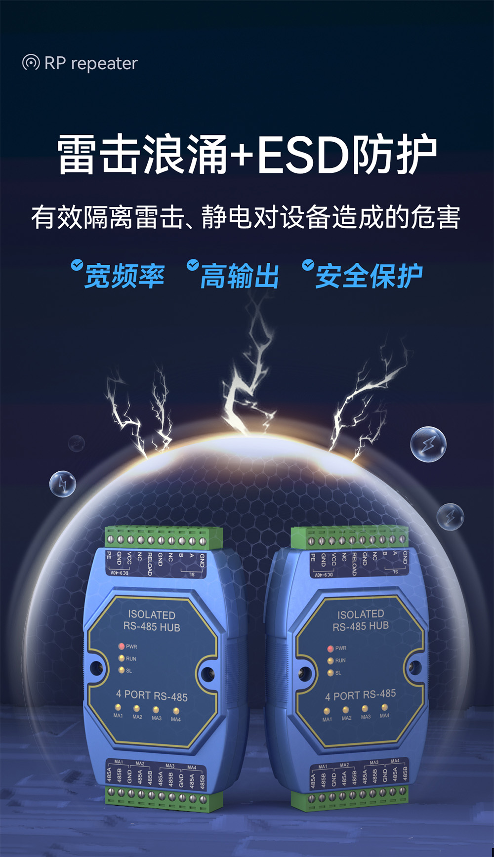 E810-R41 工業(yè)級(jí)隔離型RS485集線器 (8)