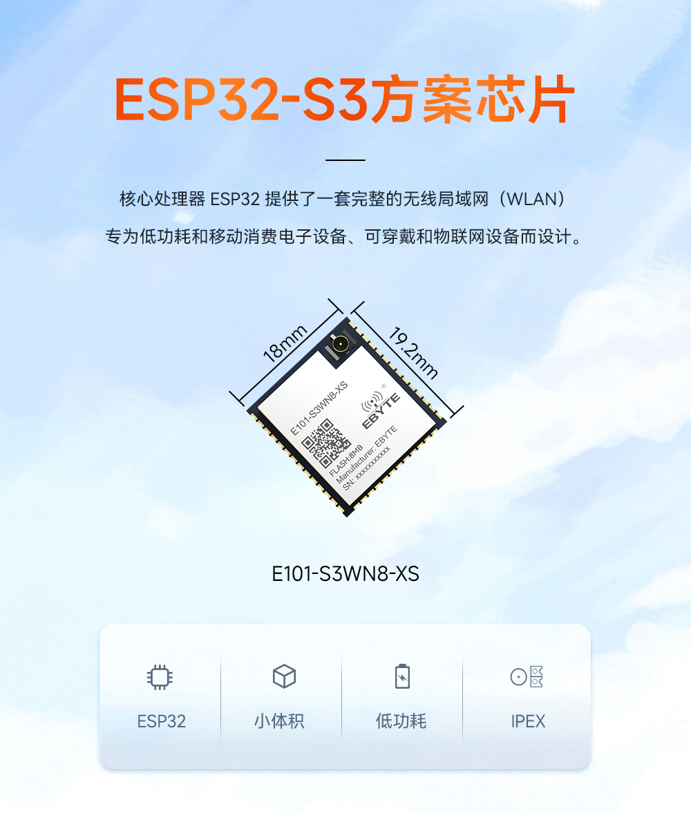 E101-S3WN8-XS 雙核藍牙WiFi模塊 01