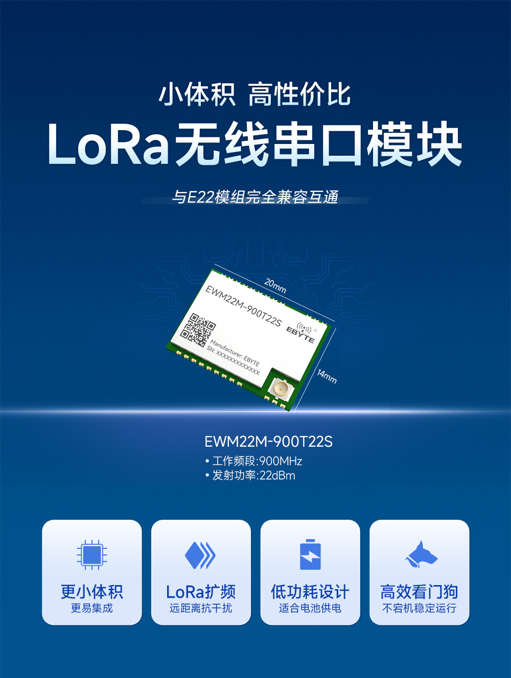 EWM22M-900T22S 900頻段LoRa無(wú)線(xiàn)模塊 (1)